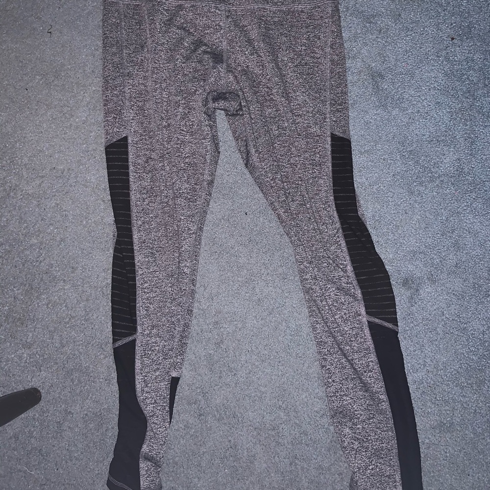 Grey and Black Mesh Yoga Pants